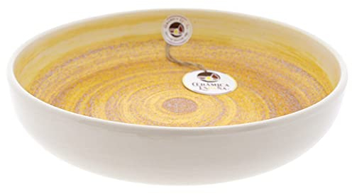 CERÁMICA ESPAÑA | Ensaladera cerámica | Ensaladeras originales | Ensaladeras decoración Arena Amarillo - Modelo M03 | Decoración 100% hecho a mano | 27x27x6 cm