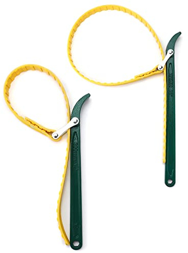 QWORK Webbing Wrench 15 and 12 Adjustable Multipurpose Oil Filter Strap Opener Wrench with 900mm Capacity Adjustable Strap 2 Pack