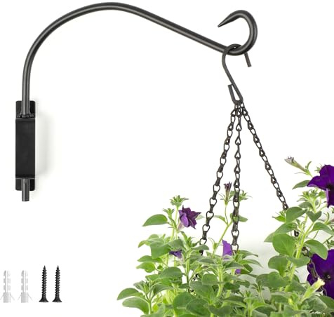 LIVIVO 12” Swivel Hanging Basket Bracket - Heavy Duty Hanging Basket Brackets Outdoor and Indoor Use - Hanging Basket Hooks for Plants, Flower Baskets, Lanterns and Bird Feeder Bracket (Single)