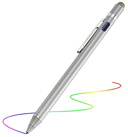 Evach Active Stylus Digital Pencil with 1.5mm Ultra Fine Tip Pen for iPad/iPhone/Samsung/HP/Dell/ASUS Tablets, Drawing Stylus Pen on Touch Screens,Grey