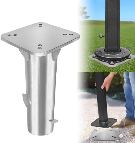 YZNAHRE Universal Bodenplatte Schirmständer Sonnenschirmständer für Sonnenschirme, Robust Metall Bodenanker Bodenhülse, Silber