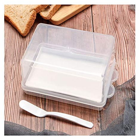 recipiente de mantequilla Bandeja de mantequilla con tapa, plato de mantequilla de vaca, plato de mantequilla de plástico, Caja de almacenamiento de alimentos de choque al horno de estilo japonés Esta