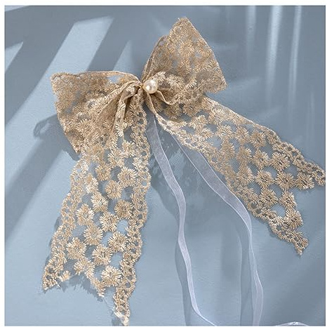 Yurosiay 2 fermatenda con fiocco, in pizzo, per ricami floreali, fatti a mano, in pizzo, elegante tenda, cordoncino, fermatenda, per decorazione della casa, oro 2#