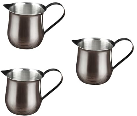 BESTonZON 3pièces Gobelet à Lait Acier Inoxydable Petit Pot à Lait Pour Café Restaurant Et Maison Design Élégant Et Pratique Anti-fuite Et Facile à Utiliser Accessoire Parfait Pour