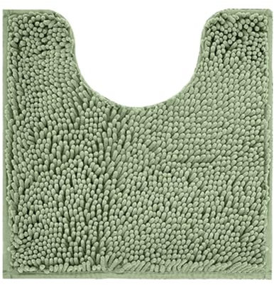 Reyox Alfombrillas de Baño Felpilla Suave, Alfombras Baño Antideslizante Absorbente Lavable, Tapete WC en Forma de U Verde Claro 50x50cm