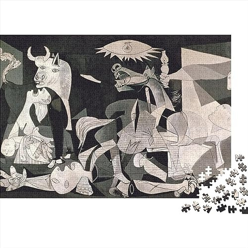 Pablo Picasso Guernica Holz Puzzle 1000 Teile Für Erwachsene, Impossible Puzzle, Farbenfrohes Legespiel,Geschicklichkeitsspiel Für Die Ganze Familie, Kunst Puzzel