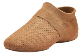WENDYWU Jazz Shoe Slip-on for Women Dance Flat Shoes Teacher Trainning and Lala Cheering Dance Slippers (Brown, Adult, Women, 7, Numeric, US Footwear Size System, Medium)