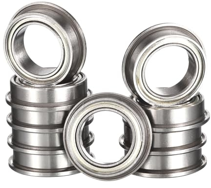 HiPicco MF52ZZ Flanged Ball Bearing, ID 2mm x OD 5mm x Width 2.5mm Miniature Bearings, Double Metal Shielded Deep Groove Bearings, Pre-Lubricated (GCr15) Chrome Steel 10pcs