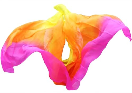 Bauchtanz Seidentuch Seidenschleier Bauchtanz Bühnenrequisiten Handgefertigter gefärbter Schal Bauchtanzzubehör Bauchtanz Tuch (Color : As picture-11, Size : 200x90cm)