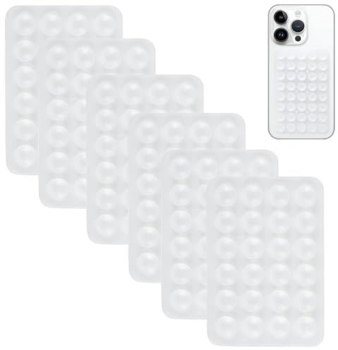 GMHLLES Silicone Suction Phone Case Mount 6Pcs Phone Pad, Non Slip Double Sided Suction Cup Phone Holder for Selfies and Video Shooting (Transparent)