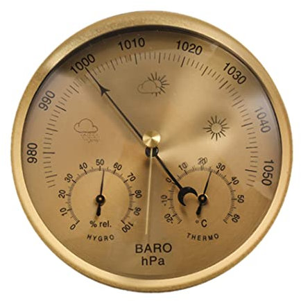 Thermomètre extérieur, hygromètre 3-en-1 baromètre suspendu mural Aucune batterie requise du patio extérieur or