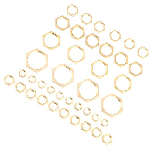 Kontermutter für Rohrverschraubungen, Hochwertige Sechskantmuttern aus Messing, 40er-Set, Ideal für Sanitärinstallationen