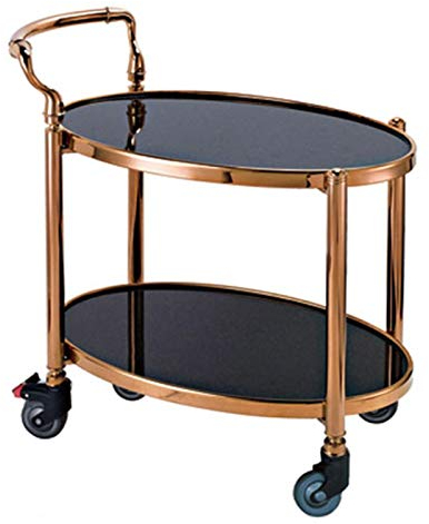 NSTVVEE Trolley Küche Wein Lagerwagen Oval Metall Rollbar, Servieren, Utility Mobile Wagen für Home Kitchen Club Rolling Serving Bar Cart Kicthen Bar Servierwagen Küche