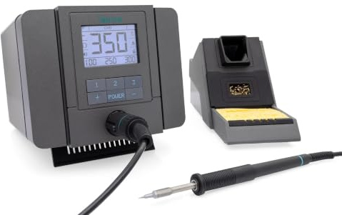 QUICK TS8 digital regelbare ESD Lötstation 150 Watt inkl. Lötkolben mit 0,1 mm Rapid-Kartuschen-Lötspitze in 3 s auf 300°C | Zubehör | SMD Lötstation kalibrierbar mit 3 Temperatur-Speicher