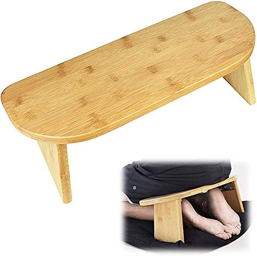 QYEZSOTL Tragbarer Meditationshocker, Meditationshocker aus Bambus, zusammenklappbarer Kniesitz, Yoga-Hocker, ergonomisch geformte Bank