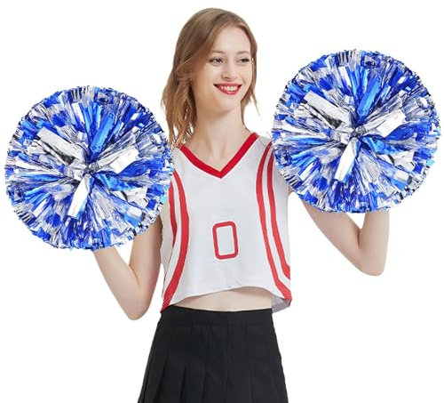Cheerleader-Pompons – 2 Stück glitzernde Pompons für Mädchen, Cheerleader, lustige und animierte Pompons, Cheerleader-Kostüm-Zubehör für Partys, Tänze und Sport für Mädchen