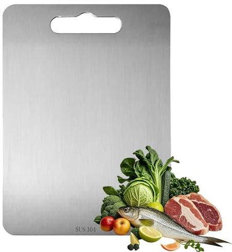 Yijunstore plaque de découpe en acier inoxydable double face alimentaire titane pur plaque de découpe nouilles plaque de découpe plaque de cuisson plaque de cuisine29x20 cm