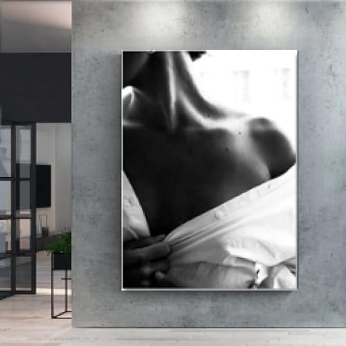 HIPWST Schwarz-Weiß-Druck und Poster, nackte Frau, Leinwanddruck, Gemälde, sexy, schönes Mädchen, Vintage-Bild, Wohnzimmerdekoration, 50 x 70 cm, rahmenlos