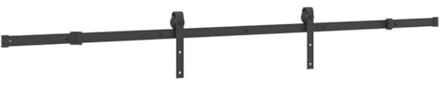 vidaXL Schiebetürbeschlag-Set 213,5 cm Stahl Schwarz, Schiebetür-Beschlag, Schiebetür-Rolle