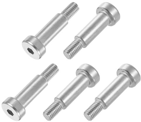 sourcing map 12Pcs 304 Stainless Steel Shoulder Bolt 8mm Shoulder Dia 20mm Shoulder Length M6 Thread Hex Socket Shoulder Bolts for Textile Hydraulic Injection Molding Machinery Industries