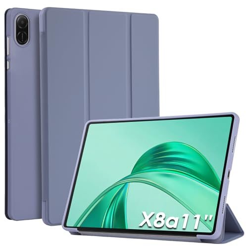 WD&CD Cuero Funda Compatible para Honor Pad X8a, 11 Pulgadas, Protector Compatible con Honor Pad X8a, Soft Caso Carcasa Case Libro de Cuero con Soporte Función, Púrpura Claro | Funda de piel inteligente ultrafina con función atril compatible con tablet Honor Pad X8a de 11 pulgadas, color morado claro