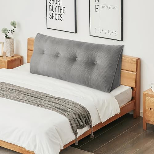 Lesekissen für Bett oder Sofa, dickes Kordsamt, dreieckiges Lendenwirbelstützkissen, dreieckiges Kopfteilkissen, Rücken- und Beinstütze, ideal für Strand und Entspannung, 120 cm