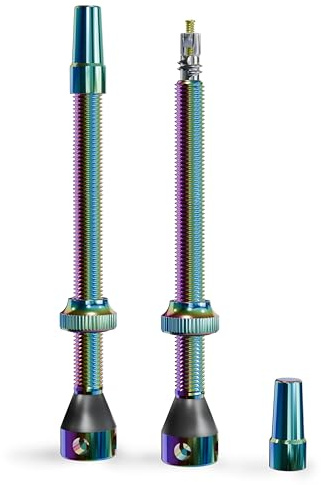 Shredr. Set di valvole tubeless | Valvole Presta per pneumatici senza camera d'aria | Alluminio superleggero, anodizzato in colori vivaci, effetto olio, valvola francese | Per cerchi aerodinamici da