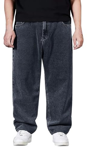 Herrjeans överstorlek jeansbyxor breda ben raka arbetsbyxor överdimensionerade stretch cargobyxor säckiga jeansbyxor hög midja denim fritidsbyxor basic tvättade sommarbyxor sommar sommarjeans