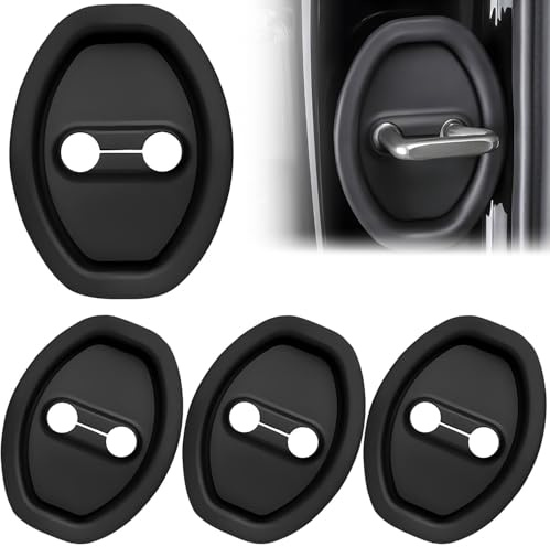 BSFYJXW Car Door Latch Silicone Protective Cover for Renault Megane II MK2 2, Shock Absorber Cushion Thickened Car Door Lock Protective Cover,A/Black