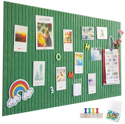 Große Filz Pinnwand Selbstklebend ，60 x 40cm Filzboard,vertikaler Streifen dekorative Pinnwand aus Filz， faltbare Fototafel Memotafeln Memo Boards Bulletin Board für Büro Küche-Türkis