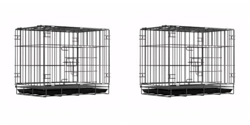 Hunde Transportbox Faltbar mit Kunststoff Fangkorb Doppeltür Hundekäfig für Innen und Außen Reise Training