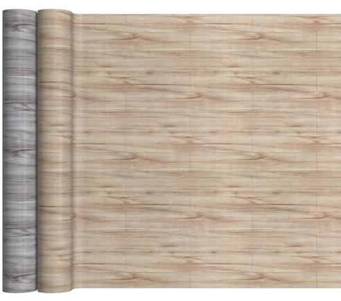 Revêtement de sol en PVC - Vendu au mètre - Revêtement de sol en vinyle - 140 cm de large - Aspect bois - Beige - 200 x 140 cm