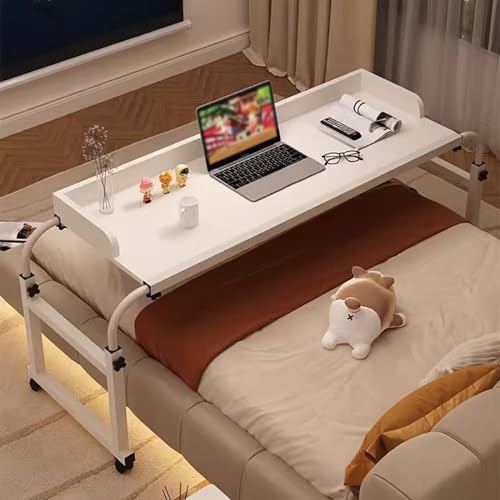 Table de lit mobile avec roulettes, station de travail roulante réglable en hauteur pour bureau à domicile, hôpital, plateau alimentaire polyvalent et table médicale