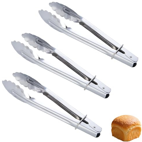 3 Pcs 7-Inch Mini Serving Tongs, Stainless Steel Small Tongs for Salad, Cooking, Grilling. Ideal Food Tongs for Serving Appetizers & Snacks.