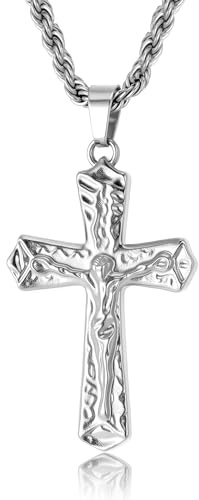 ALEXCRAFT Edelstahl Gold Kreuz Halskette für Damen Freu Silber Zirkon Kette | Kette für Damen Edelstahl Verstellbare Kreuz Anhänger Halskette Wasserdicht Halsketten Ketten Schmuckgeschenke Weihnachten