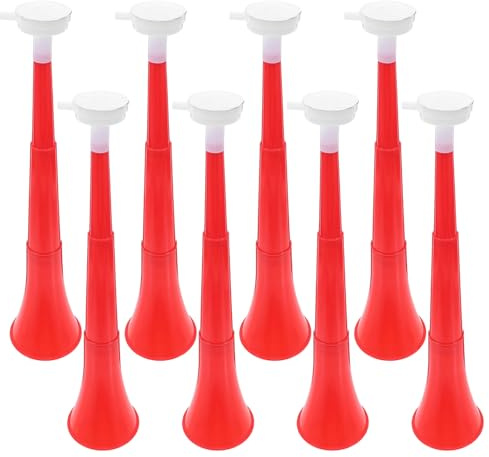 KOMBIUDA 8pcs Red Collapsible Vuvuzela Trumpet Stadium Horns Telescopic Noise Makers with Loud Sound for Soccer Games Birthday Parties Graduations and Celebrations