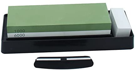 Piedra de afilar de corindón blanco de grano 1000 6000 con base de plástico, soporte de silicona, corrección de piedra y ángulo para cortador de cocina, afilar carpintería