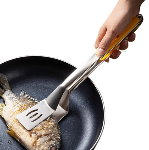 Grilltång för Användning vid Grill Köksredskap i Rostfritt Stål Med Långt | 2-i-1 Kökstång Grilltillbehör För Steak Fisk Bröd Mat Grillning Tillagning Servering Lägenhet Restaurang Utomhus