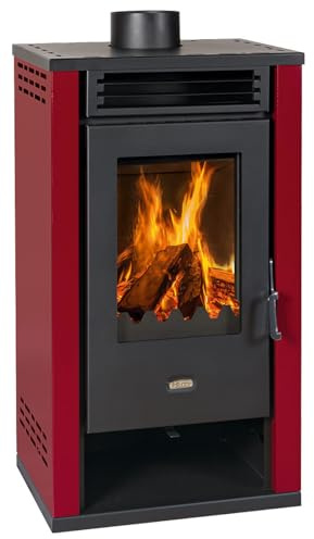 Prity K2 GT - Estufa de leña (8,1 kW, clase energética A+, 80,4% de eficiencia, tubo de humo de 150 mm de diámetro, construcción robusta de acero y hierro fundido)
