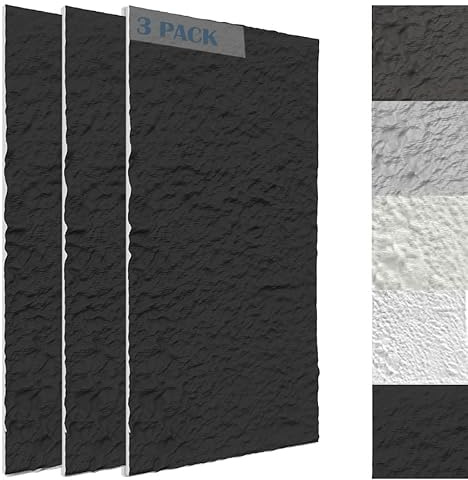Aufun 3D Wandpaneele Steinoptik 120x60 cm, 3cm dick Polystyrol Wandverkleidung Innen, Leichte Deckenpaneele & Wandplatten, Stein Imitat, für Wohnzimmer Küche Bad Schlafzimmer, 2 Stück Dunkles Schwarz