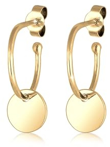 Elli Ohrringe Damen Ohrhänger Geo Plättchen Creole in 925 Sterling Silber Vergoldet