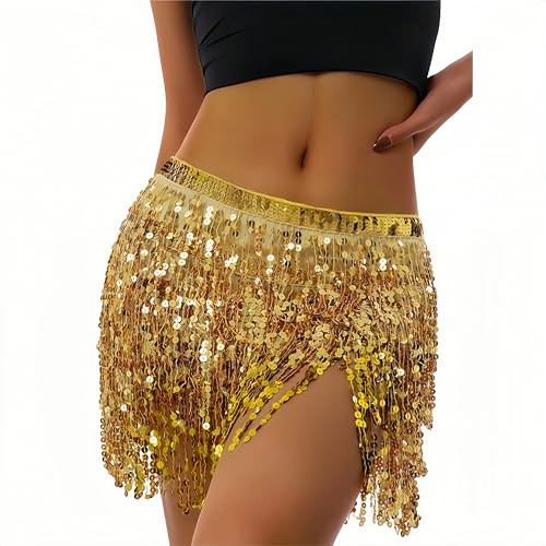MUNAFIE Foulard de danse du ventre pour femme - Tenue de performance - Jupe - Vêtements de festival, Or, taille unique