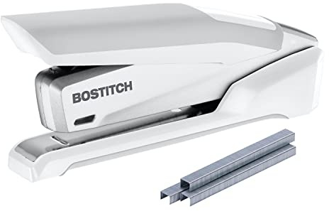 Bostitch Office inPOWER+28 Executive Stapler - 3 in 1 Stapler - One Finger, No Effort, Spring Powered Stapler, White/Gray (1180)