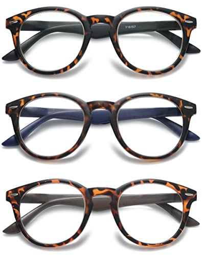 VEVESMUNDO Lesebrillen Damen Herren Rund Retro Nerd Groß Design Vollrand Federnscharnier Lesehilfe Sehhilfe Brillen mit dioptrien