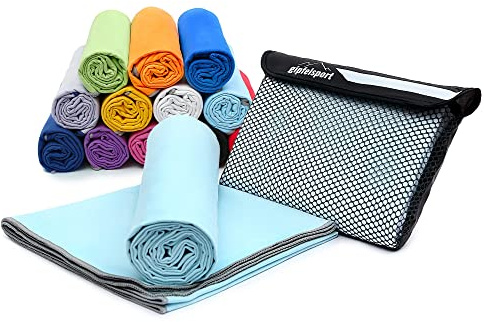 gipfelsport Mikrofaser Handtuch - Microfaser Handtücher Set, Strandtuch, Badetuch I groß, schnelltrocknend I für Sport, Beach, Reise, Outdoor, Camping I leicht, dünn, klein I 200x90cm I Hellblau