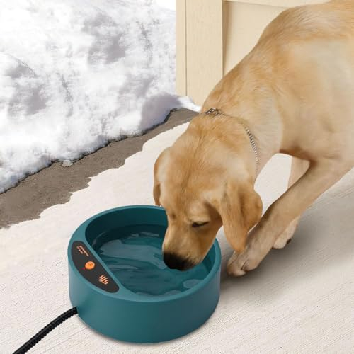 Namsan Beheizter Wassernapf für Hunde, Beheiztes Frostschutz Tränkebecken, Anti-Bite-Schlauchwickel Kabel (165cm), 2.2 L Beheizbarer Wassernapf für Hunde/Katze/Hasen/Hühner im Winter