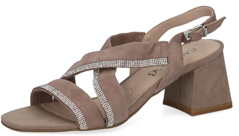 CAPRICE Damen Sandalen mit Absatz mit Strasssteinen mit Riemchen, Braun (Mud Comb), 39 EU