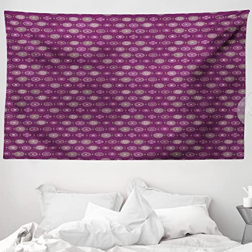ABAKUHAUS Orientalisch Wandteppich, Muster mit abstraktem nostalgischem Blumenornamentdruck, aus Weiches Mikrofaser Stoff Wand Dekoration Für Schlafzimmer, 230 x 140 cm, Pflaume und Multicolor