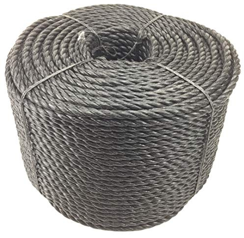 RopeServices UK 10mm Black Polypropylene Rope x 100 Metres, Cheap Nylon Twisted Poly Ropes