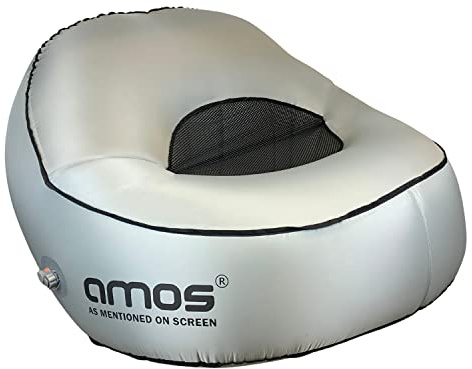 AMOS Eezy Lazy Air Chair - Grey Auto Inflatable Couch with Carry Bag, Built-in Power Bank - Outdoor Chair for Camping, Beach, Gaming